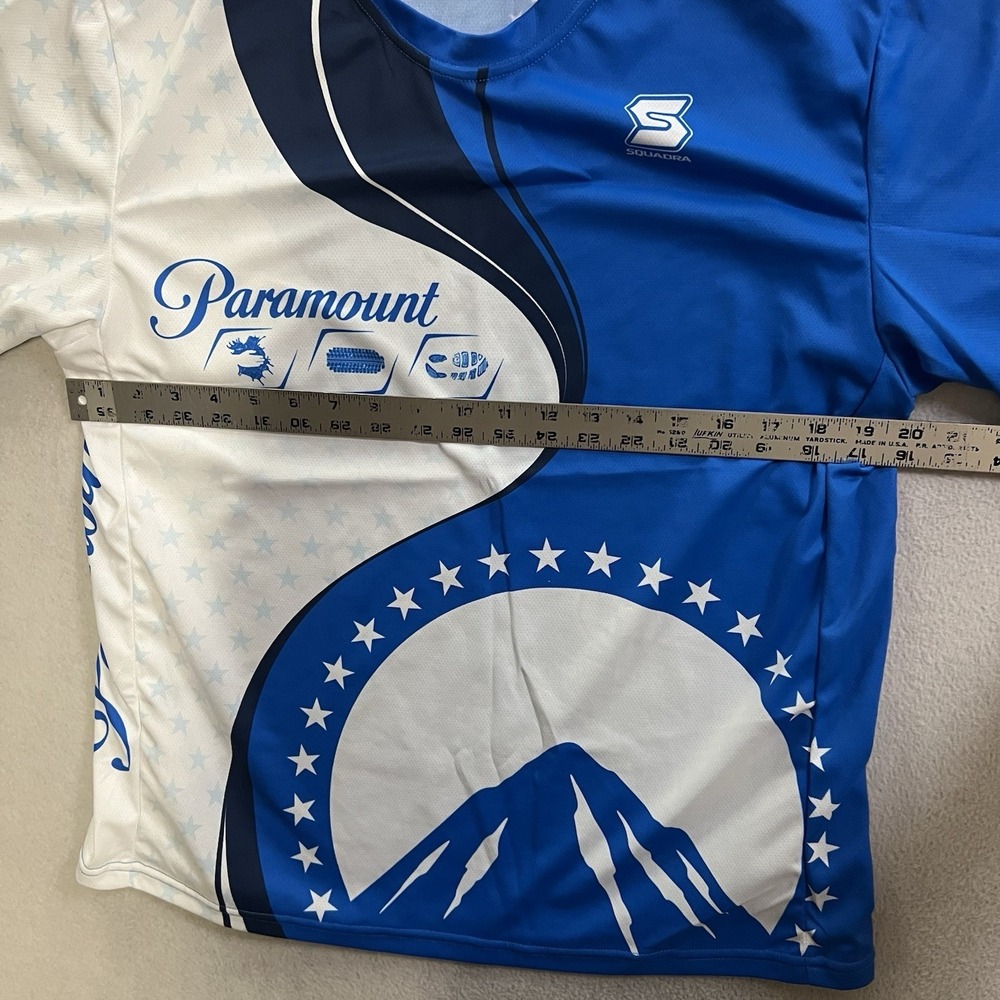 Squadra Cycling Shirt Mens Size Large Blue White Paramount Pictures Short Sleeve - Picture 5 of 6